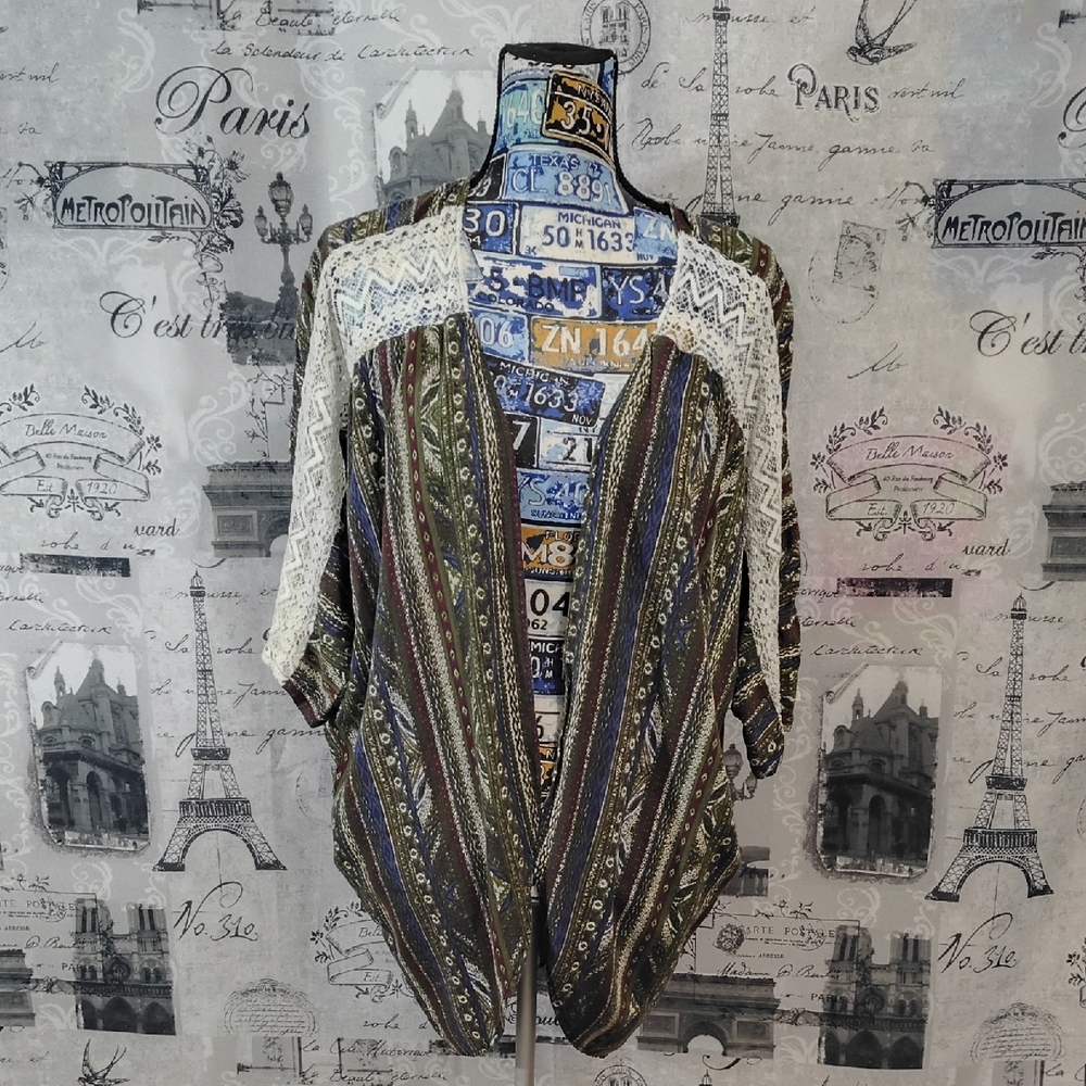 Copper Key Multicolor Striped Kimono Blouse